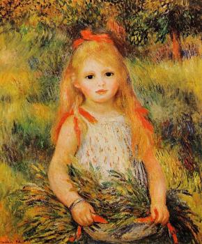 Pierre Auguste Renoir : Little Girl with a Spray of Flowers